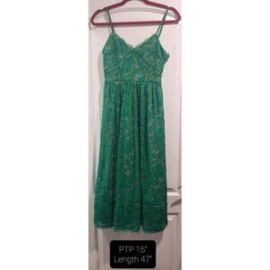 NSR Crochet Stretch Lace Midi Dress- Green Size Small